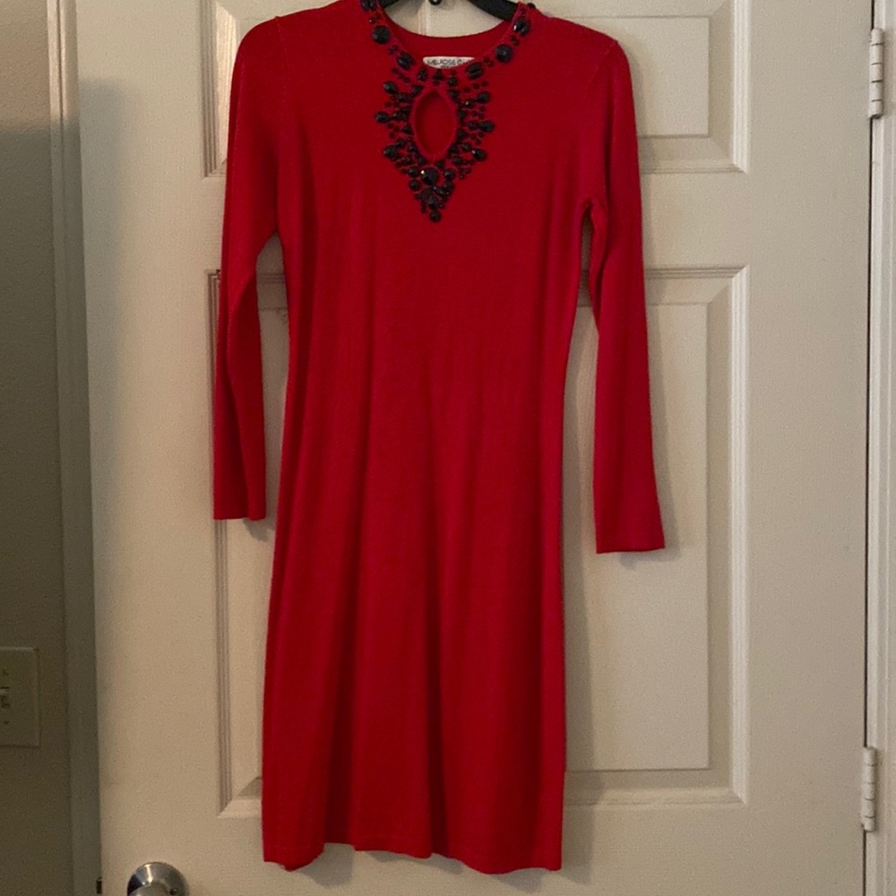 Melrose chic red dress with black detailing